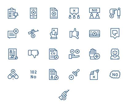 25 Retina Ready Regular Line Icons for Refusal with Editable precision vector