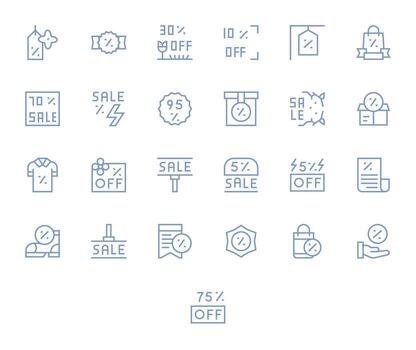 25 64x64 Regular Line Display Perfect Icons for Price Reduction Projects vector