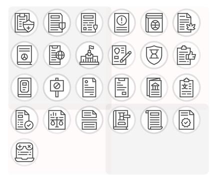 25 Regular Line Icons for Policy in crisp 256x256 Display Perfect resolution vector
