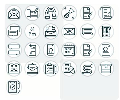 Note Icon Collection with 25 High Resolution Regular Line Designs vector