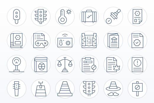 Regulation Pixel Optimized Set with 24 High Resolution Thin Line Icons vector
