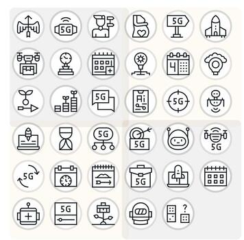 Future Icon Arsenal with 35 High Resolution Regular Line Editable designs vector