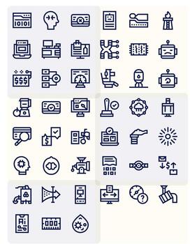 45 Pixel Optimized Bold Line Icons designed for Processing Interface vector