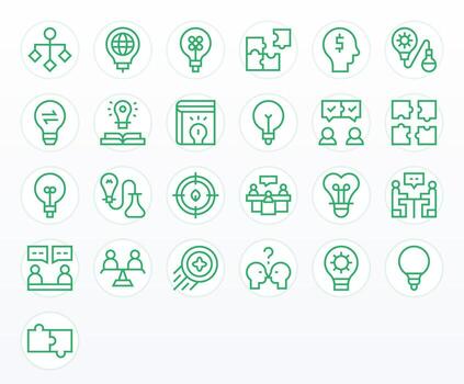 25 256x256 Grid Fitted Icons for ProblemSolving in Regular Line Theme vector
