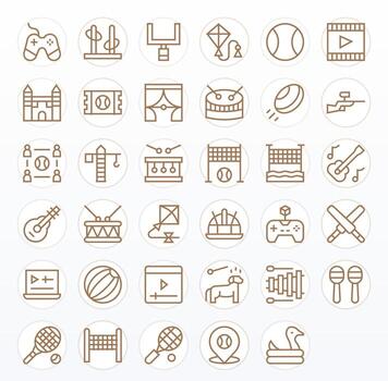 Play Icon Toolkit featuring 35 Editable 256x256 Regular Line elements vector