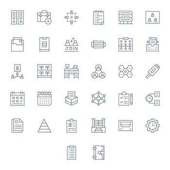 32 Icons for Organization featuring 128x128 Pixel Optimized Thin Line Graphics vector