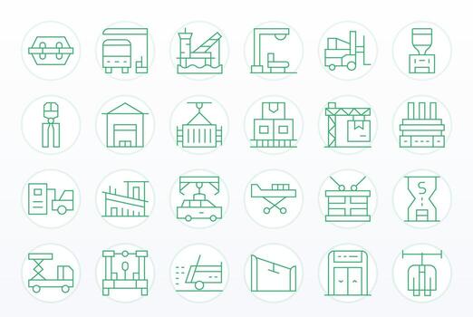 Unloading featuring 24 128x128 Icons in Thin Line Design vector