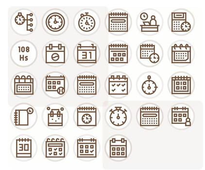 28 Pixel Optimized Bold Line Icons designed for Time Management Interface vector