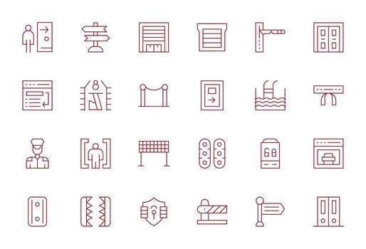 salida incluso 24 retina Listo Delgado línea ilustraciones vector