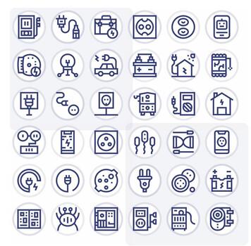 36 Icons for Power Supply optimized in Pixel Optimized 64x64 Bold Line resolution vector