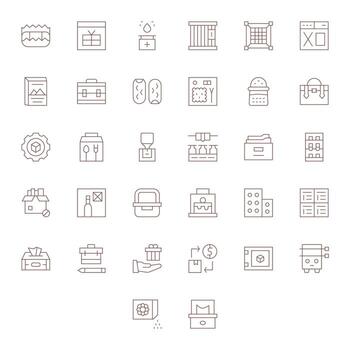 Box Icon Set with 32 Thin Line 64x64 PIXEL Perfect Graphics vector