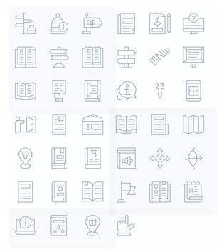 40 128x128 Icons for Guide in Pixel Aligned Thin Line Format vector
