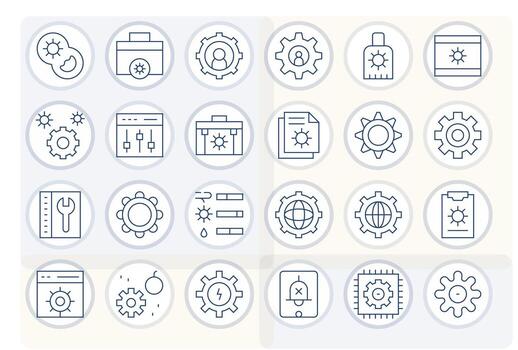 sistema ajustes icono biblioteca con 24 Delgado línea 256x256 píxel Perfecto diseños vector