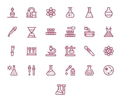 investigación laboratorio diseño íconos presentando 25 monitor Perfecto regular línea estilo vector