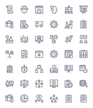 42 Retina Ready Regular Line Grid Fitted Icons for Project Projects vector
