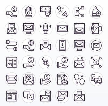 recibir icono caja de herramientas presentando 35 píxel optimizado alto resolución regular línea elementos vector