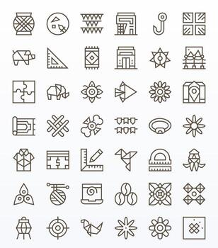 42 regular línea editable íconos hecho a mano para geométrico 64 x 64 aplicaciones vector