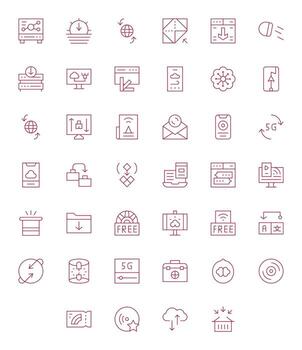 descargar escalable conjunto presentando 40 cuadrícula equipado Delgado línea alto resolución íconos vector