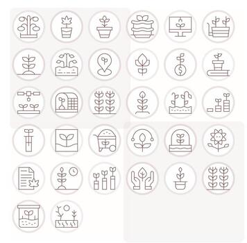 32 Thin Line Icons designed for Seedling in High Resolution PIXEL Perfect format vector