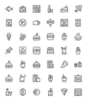 menú completar paquete con 42 retina Listo regular línea píxel alineado íconos vector