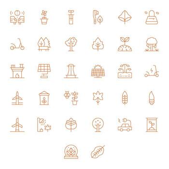 Sustainable Exclusive Set featuring 32 Thin Line Pixel Aligned High Resolution Icons vector