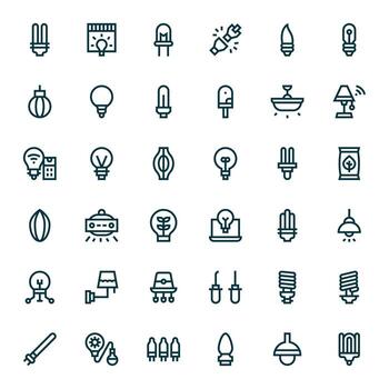 Bulb Scalable Set featuring 36 Display Perfect Bold Line 256x256 Icons vector