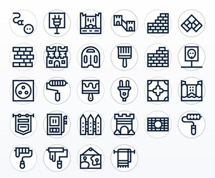 28 64x64 Bold Line Icons optimized for Wall Pixel Aligned display vector