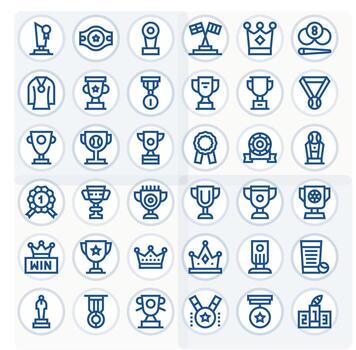 36 negrita línea píxel optimizado íconos a la medida para ganador alto resolución interfaz vector