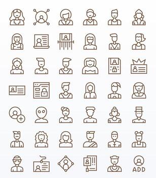 42 Icons for Member featuring Retina Ready Pixel Aligned Regular Line Graphics vector