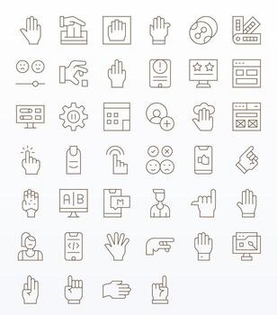 40 High Resolution Thin Line Grid Fitted Icons for Ui Projects vector