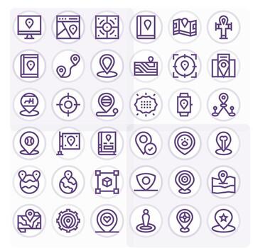 36 256x256 Bold Line Icons optimized for Coordinates PIXEL Perfect display vector