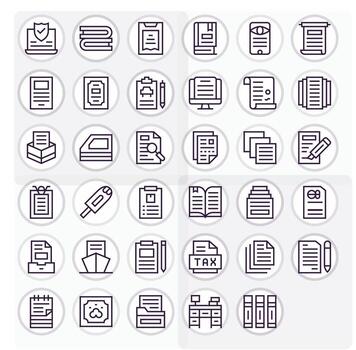 35 regular línea píxel alineado íconos a la medida para papeleo 64 x 64 interfaz vector