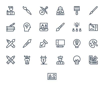 25 Regular Line Icons from Creative in High Resolution Editable Quality vector