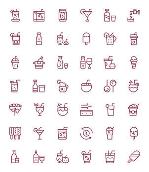 42 High Resolution Icons for Refreshment in Editable Regular Line Format vector