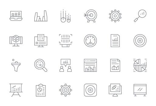 24 Pixel Aligned Thin Line Icons from Visualization Collection vector