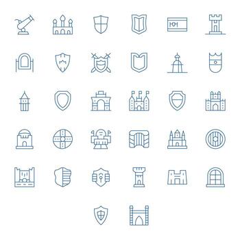 32 íconos para fortaleza optimizado en píxel optimizado 128x128 Delgado línea resolución vector