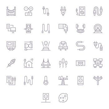 Thin Line Editable Icons from Cable Set with 32 High Resolution Icons vector