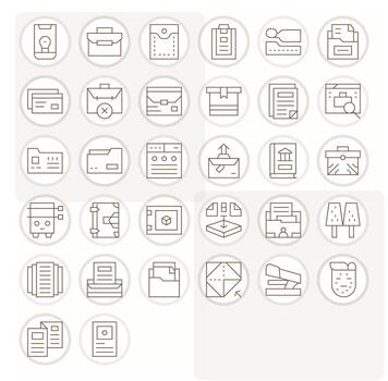32 High Resolution Detail Enhanced Icons for Folder in Thin Line Theme vector