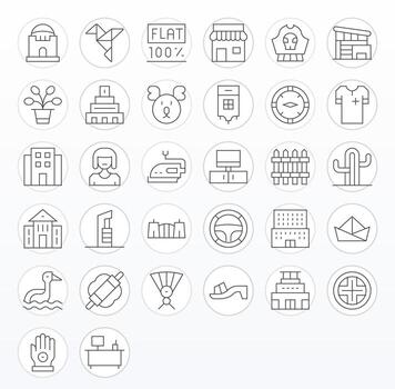 32 monitor Perfecto Delgado línea íconos desde plano colección vector