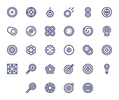 28 Bold Line Pixel Optimized Designs for Concentric High Resolution Icons vector