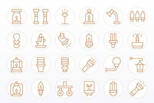 Light Source Icon Repository containing 24 Thin Line Retina Ready Detail Enhanced graphics vector