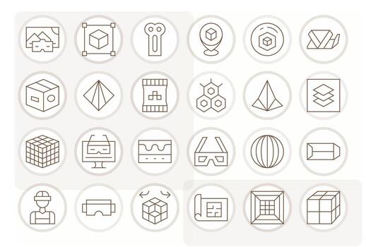 24 Thin Line Icons designed for 3D in High Resolution PIXEL Perfect format vector