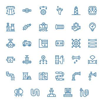Pipeline Ultimate Package with 35 256x256 Regular Line Grid Fitted Icons vector