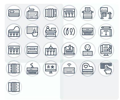 teclado moderno colección con 25 regular línea alto resolución píxel optimizado íconos vector