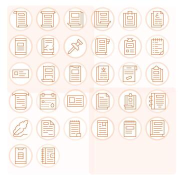 32 Icons for Memo optimized in Grid Fitted High Resolution Thin Line resolution vector