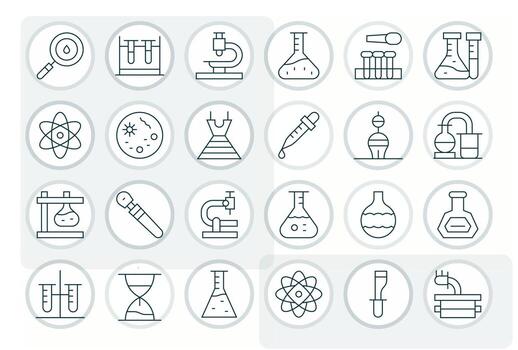 24 Thin Line Pixel Aligned Icons tailored for Research Lab 256x256 interface vector