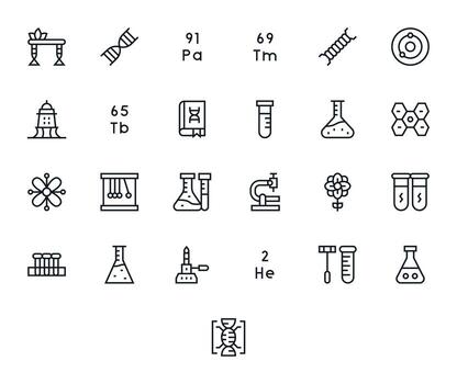 25 Regular Line Editable 64x64 Icons from Science Suite vector