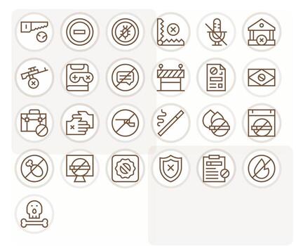 25 Forbidden Pixel Optimized Icons in High Resolution Regular Line Aesthetic vector