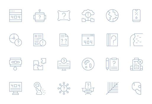 Missing Modern Collection with 24 Thin Line 128x128 Editable Icons vector
