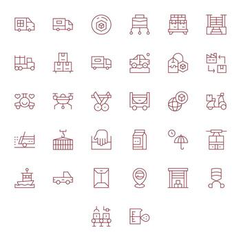 Logistics Essential Set including 32 Pixel Optimized Thin Line 128x128 Icons vector